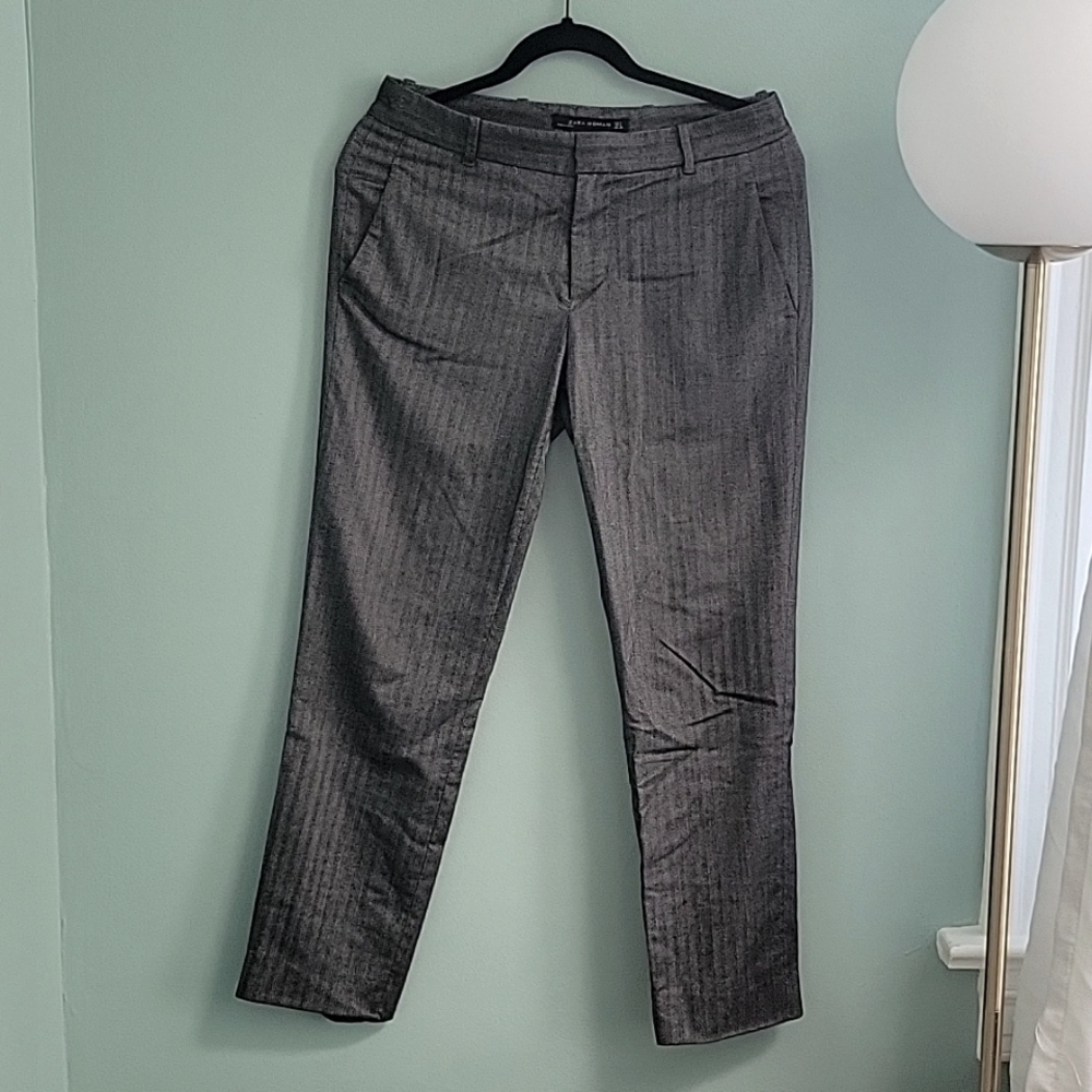 Zara Grey Herringbone Trousers, S